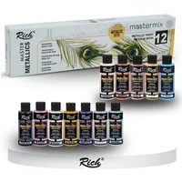 RICH Acrylfarbe RICH MASTERMIX Metallic Acrylfarben-Set 12 Farben - 60 ml, Intensive Deckkraft, geeignet für Künstler jeder Erfahrungsstufe