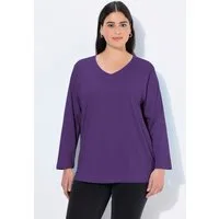 Ulla Popken T-Shirt Shirt V-Ausschnitt Relaxed Langarm