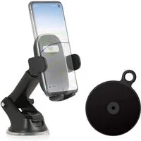 Wicked Chili Smartphone-Halterung KFZ Handyhalterung mit Saugnapf + Adapter Armaturenbrett Universal, (1er Set, 2-tlg., Auto Handyhalterung mit Teleskoparm von ca. 80 auf 126 mm erweiterbar)