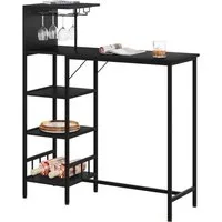 Woltu Bartisch (1-St), Stehtisch mit Weinregal Glashalter, 4 Ablage