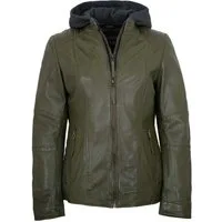 Jilani Lederjacke Iris Jilani Collection - Damen Lederjacke Lammnappa Kapuze olive