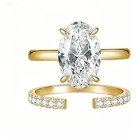 Jumpeak Diamantring Damen Diamantring,3Karat D VS1,Stapelring,ovaler Schliff, 14KGold, Geschenk zum Jahrestag,Weihnachtsgeschenk,Geburtstagsgeschenk
