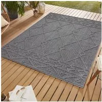 SIMPEX24 Outdoorteppich Berber Design, Läufer, Höhe: 8 mm, In & Outdoor Teppich Grau Berber Design für Küchen Balkon Terrasse