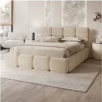 FDM Polsterbett CLOUDY Bettgestell Bett 140x200, 160x200, 180x200 cm Bestseller (verfügbar 140x200 160x200 180x200cm, Bettrahmen, Bett, mit großen gepolsterten Kopfteil, mit Bettkasten zum aufklappen), Hebbarer Metallrahmen, Bettkasten, ohne Matratze