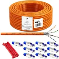 ARLI Installationskabel, RJ45, RJ-45 (Ethernet) (10000 cm), Verlegekabel Cat7 100m Kabel + 10x RJ45 Netzwerkstecker CAT8.1