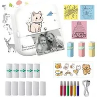 Toomoke Mini Thermodrucker,Bluetooth Etikettendrucker, Fotodrucker Etikettendrucker, (für iOS/Android, Tragbarer Aufkleber Drucker mit 14 Rollen Papier und 6 Bunte)