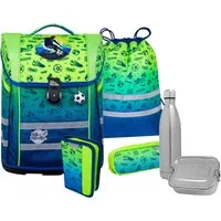 McNeill Schulranzen Perfecto, Football 2T (Set, 5-tlg), inkl. Federmäppchen, Turnbeutel, Schlamperrolle & Motivmagnet
