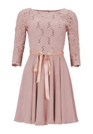 SWING - Cocktailkleid aus Paillettenspitze mit Chiffonrock peach blush - Gr. - 34