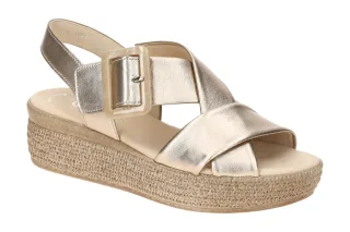Gabor 64.572 - Damen Sandalette grau puder Keilabsatz Plateau PU flexibel