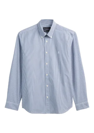 Marc OPolo Casual - Hemd regular aus Bio-Baumwoll-Popeline blau - Gr. - M
