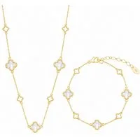 ROUGEMONT Schmuckset Glücksbringer Kleeblatt Damen Schmuckset 925 Sterling Silber, Glücksbringer Schmuckset 925 Sterling Silber