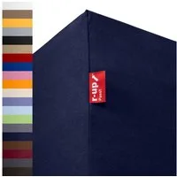 r-up Spannbettlaken Passt 90x200 bis 200x220cm erhältlich! 130 g/m², Baumwolle, Gummizug: fest eingenähtes dauerelastisches Rundumgummi, (1 Stück), (90x200-100x200, 15-35cm Matratzenhöhe, dunkelblau)
