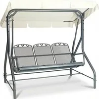 Greemotion Hollywoodschaukel 3-Sitzer Metall Toulouse Gartenschaukel mit Dach grau 196x168x120 cm
