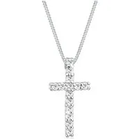 Elli Kette mit Anhänger Kreuz Weiß 925 Sterling Silber, mit Kristallen von Swarovski®, Kreuz