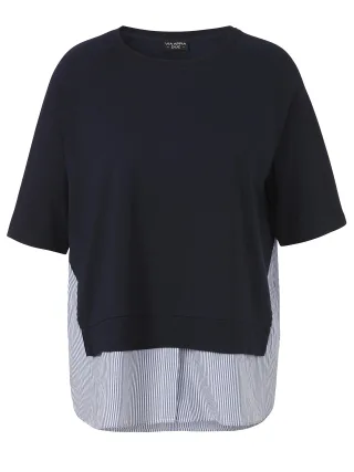 VIA APPIA DUE - Sweatshirt Rundhals 1/2 Arm Bluseneinsatz marine/ecru - Gr. - 50
