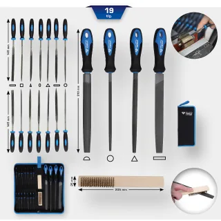 Brilliant Tools Feilen-Satz mit Feilenbürste, 19-tlg - BT103030