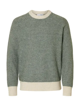 SELECTED MEN - SLMRAI LS KNIT CREW NECK NOOS Deep Forest - Gr. - XL