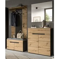 Inn.Furn Garderoben-Set Cooper, (Flurgarderobe in Eiche Artisan und Basalt grau, 4-teilig, 170 x 190 cm), mit Soft-Close-Funktion