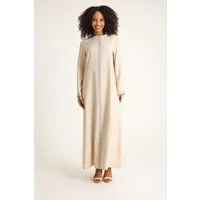 fashionshowcase Tunikakleid Damen Abaya mit Glitzerdetails in Leinenoptik