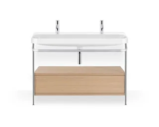 Duravit Happy D.2 Plus c-shaped Set mit Metallkonsole und Schubkasten Mediterrane Eiche Matt 1175x49 HP4854O71710000