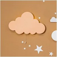 COZYCOLLECTIONS LED Wandleuchte Handbemalte LED-Wandleuchte Wolke in Holzoptik, LED, Warmweiß, 3er-Wolken-Set, MDF, CE-LED, 9V, Zugschalter, 39×24 cm