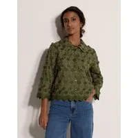 Apricot Spitzenbluse Gekürztes Shirt mit Blumenapplikation mit Blumenapplikation
