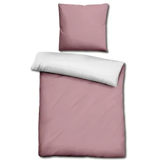 Sleezzz® Renforcé Wendebettwäsche rosé/weiß 135 x 200 + 80 x 80 cm