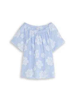 Tom Tailor - Bluse mit Streifen aus Jacquard blue flower dobby - Gr. - 38