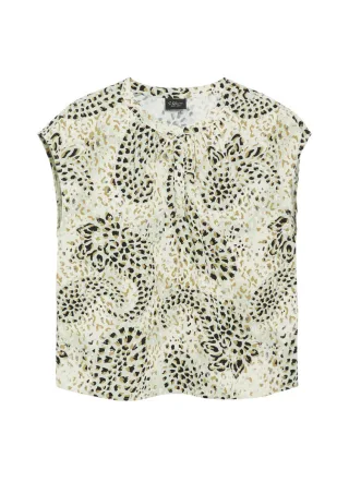 s.Oliver BLACK LABEL - Bluse mit Alloverprint blau/beige - Gr. - 42