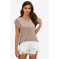 Imily Bela T-Shirt Damen mit V-Ausschnitt (Packung, 1-tlg., 1per-Pack) in Unifarbe