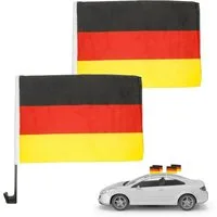 Dekotalent® Fahne 4er Autofahnen Autoflagge Deutschland Auto Fahne Fanartikel Fußball EM (Packung, 4-St., 4 Autofahnen), Eine stabile Kunststoffstange und ein Clip