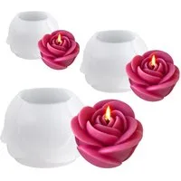 FOUORTUNATE-BEE Silikonform 3 Stück Silikonform Rose Kerzen Formen Silikonform Blumen, (3-tlg), für handgefertigte Duftkerzen, Seifen, Gips- und Harzhandwerk
