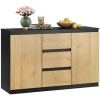 WLIVE Sideboard Kommode, Breite 80 cm, Sideboard mit 3 Schubladen & 1 Tür, (Packung, leise Schienen, viel Stauraum)