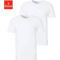 Jack & Jones T-Shirt JACBASIC mit Rippbündchen und angenehmem Tragekomfort (2er-Pack) unifarben, modisch, regular fit, Baumwolle, Rundhals