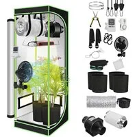 Clanmacy Gewächshaus Growbox Komplettset Indoor mit LED, Lüfter & Filter