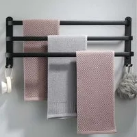LuxusKollektion Handtuchstange Handtuchhalter 60CM Ohne Bohren Schwarz Wand Bad Schwarz 01 60CM