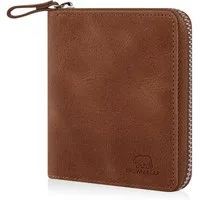 Brown Bear Geldbörse Classic 8009 mit umlaufenderm Reißverschluss aus Echtleder, mit 10 Kartenfächern und RFID-Schutz Farbe Braun-Vintage