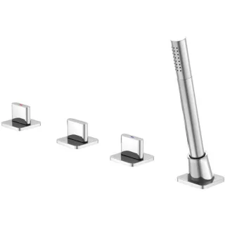 Steinberg Serie 230 Wannen 4 Loch Armatur 2302480 mit ausziehbarer Handbrause, chrom