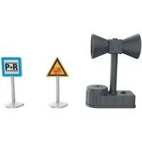 Playtive Modelleisenbahn-Verkehrszeichen Playtive Eisenbahn Zubehör Bahn Verkehrsschilder Verkehr, Spur kompatibel mit gängigen Holzeisenbahnen, (Set, 3-tlg., Lautsprecher inkl. 2 Verkehrsschildern), mit Aufnahme- und Abspielfunktion