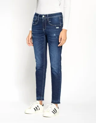 GANG Damen Essentials 94AMELIE CROPPED - relaxed fit Jeans indigo destroy
