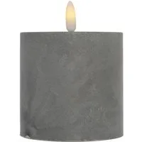 Marrakesch Orient & Mediterran Interior LED-Kerze Moderne LED-Kerze Samod rund Tischdeko Zement Look in Grau 11 cm (1-tlg), Handarbeit