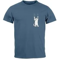 Neverless Print-Shirt Herren T-Shirt Aufdruck Katze Cat Logo lustig Kapuzen-Pullover Männer mit Print
