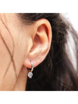 Dkeniz Creolen 925/- Sterling Silber Solitär