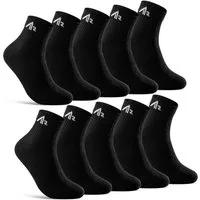 sockenkauf24 Sportsocken 10 Paar "i1R" Kurzsocken Sport Socken Tennissocken (Schwarz, 47-50) Herren Damen Baumwolle - 10301