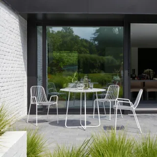 Runder Gartentisch Premium-Terrazzo und Metall 90 Elio weiß