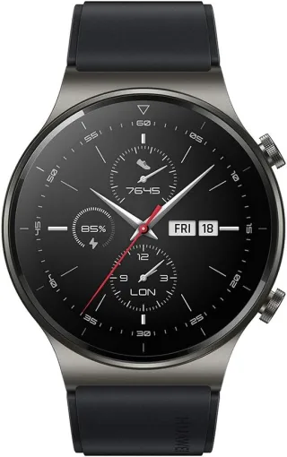 Huawei Watch GT 2 Pro Sport [inkl. Kunststoffarmband schwarz] 46mm Titangehäuse schwarz