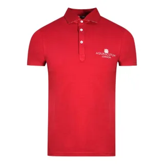 Aquascutum London Bold Logo Rotes Poloshirt
