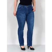 ESRA Straight-Jeans Damen Jeanshose Gerader Schnitt Stretch Hose hoher Bund bis Plus Size Straight Jeans Damen High Waist Hose Stretch Jeans Regular Übergröße