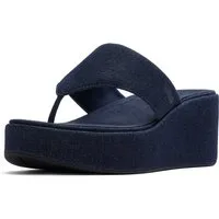 Fitflop PLATFFORMS DENIM WEDGE TOE-POST SANDALS Dianette Plateau, Zehensteg, Sommerschuh mit weichem Zehensteg