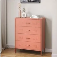 skølm Kommode Atria aus Metall (Terrakotta), Sideboard mit 4 Schubladen, Metallschrank mit höhenverstellbaren Füßen